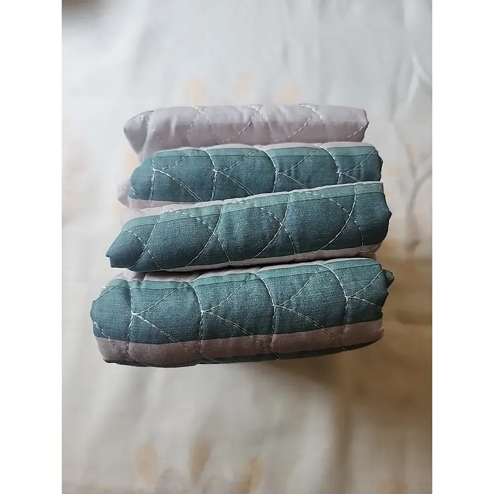 Mainstays Green Vertical Stripe Shams Essentials 2 pack King Quilted